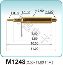 M1248 2.00x11.00(1A)弹簧顶针 pogopin   探针  磁吸式弹簧针
