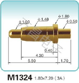 M1324 1.80x7.20(3A)弹簧顶针 pogopin   探针  磁吸式弹簧针
