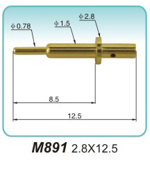 电源弹簧顶针M891 2.8X12.5 弹簧顶针 pogopin 弹簧连接器  探针